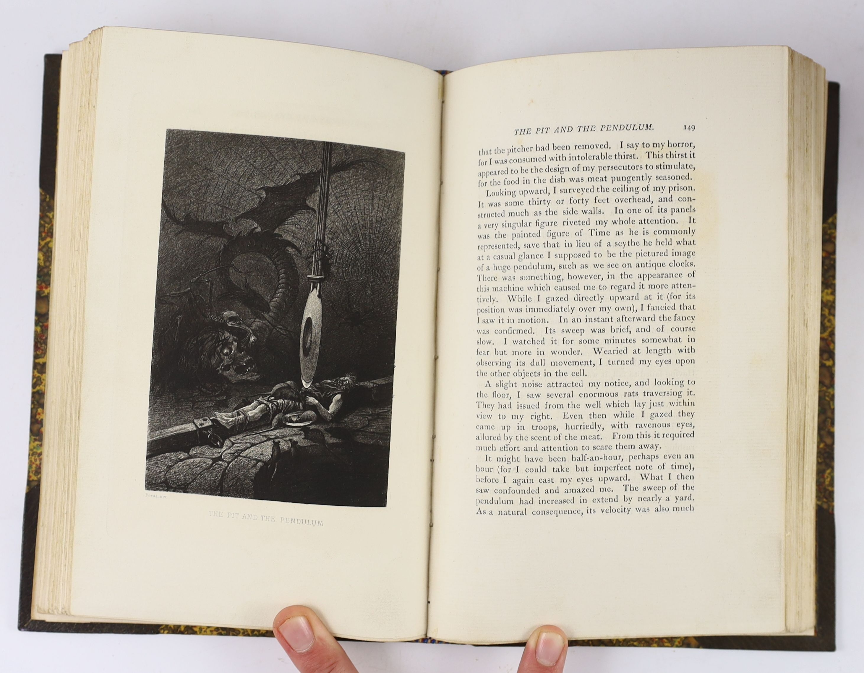 Poe, Edgar A - The Tales and Poems of Edgar Allan Poe, 4 vols, one of 150, 8vo, brown half morocco gilt, with engraved frontis, John C. Nimmo, London, 1884